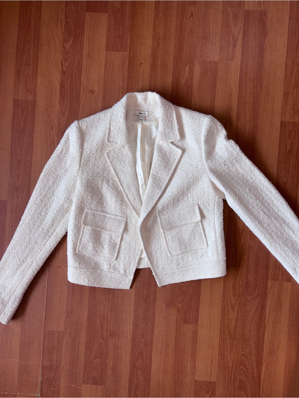 RW&CO. Cream Bouclé Cropped Blazer